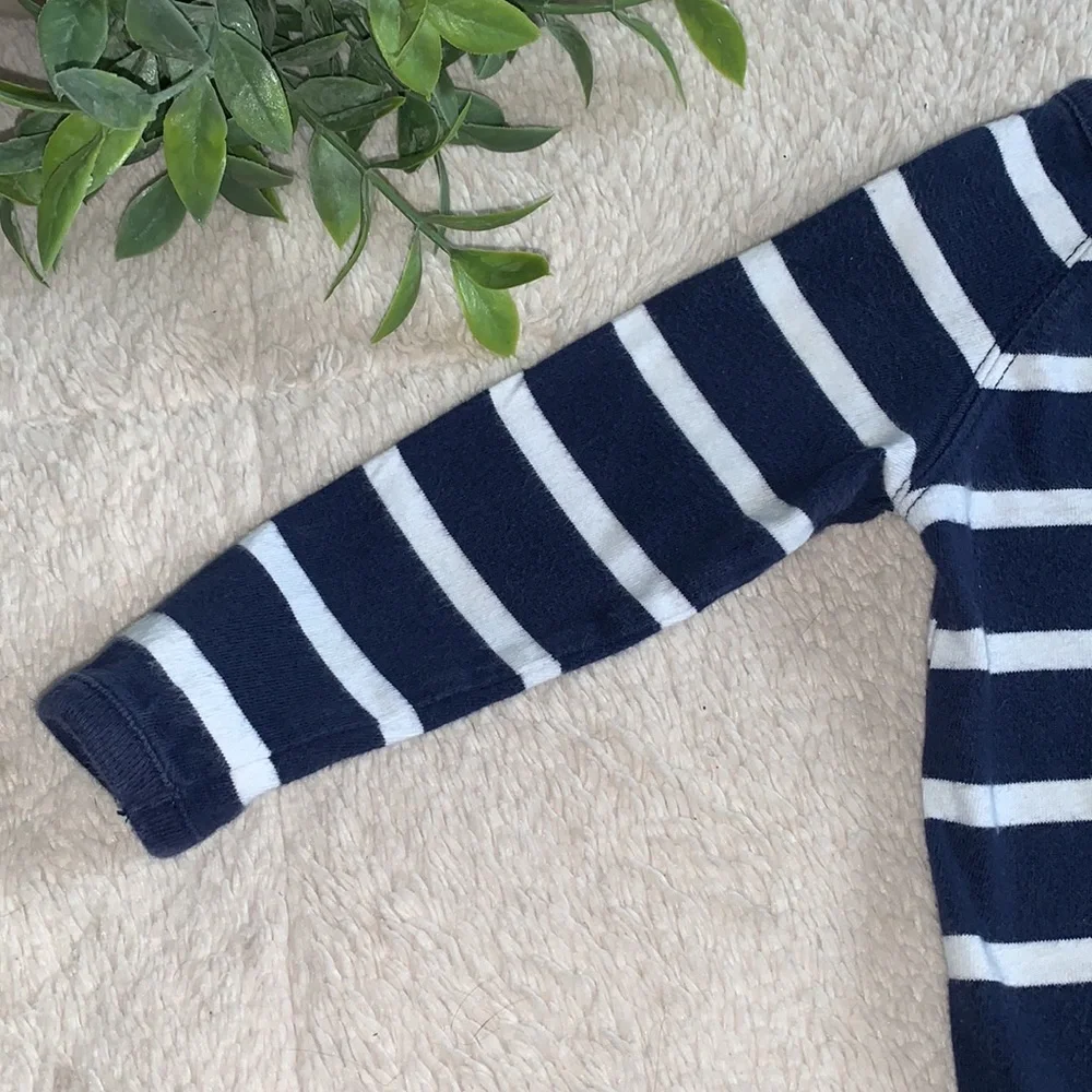 Ralph Lauren 6M Navy Blue & White Stripe Romper EUC Coverall